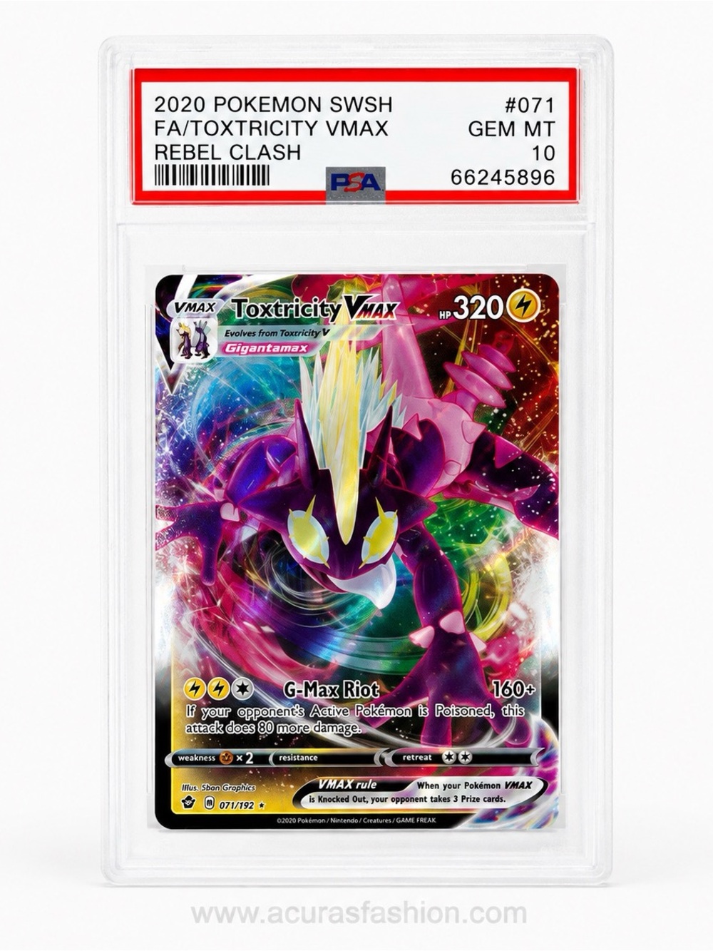 PSA 10 Gem Mint Toxtricity VMAX 071/192 Rebel Clash